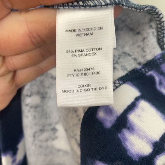 Ellen Tracy Blue & White Tye Dye T-Shirt Dress Size Small - Picture 7 of 12
